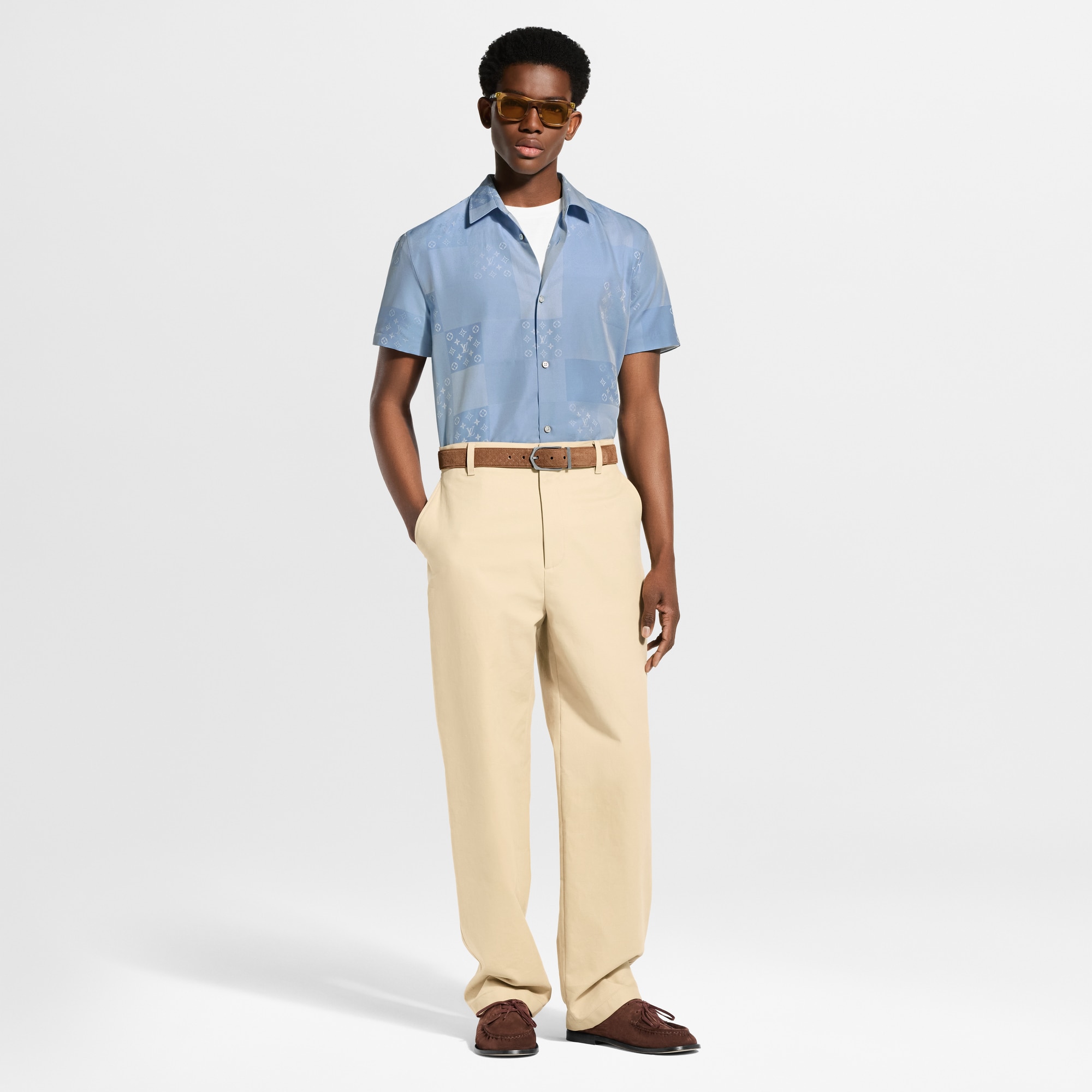 Patchwork Jacquard Short-Sleeved Shirt - Men - Ready-to-Wear